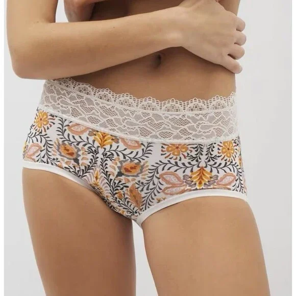 Soma Embraceable Lace Brief Print Paisley Yellow Size Large Panties - Picture 1 of 8
